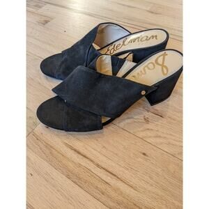Sam Edelman Black Suede cross Strap Heels Size 8